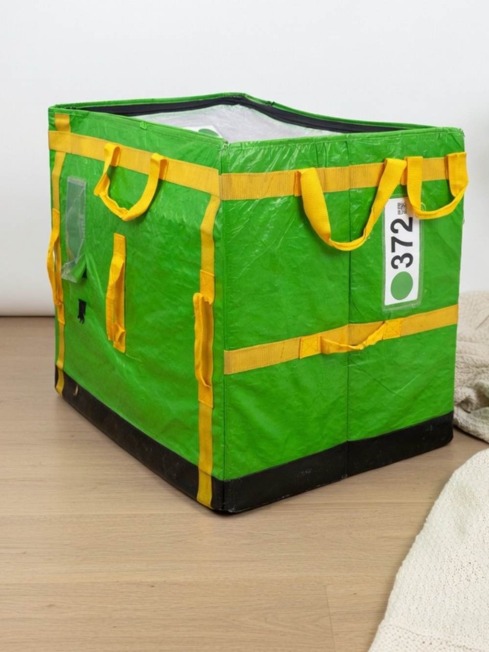 XL Amazon Courier Delivery Tote - HEAVY DUTY - 28x23x20 - Collapsible -Lime/yell